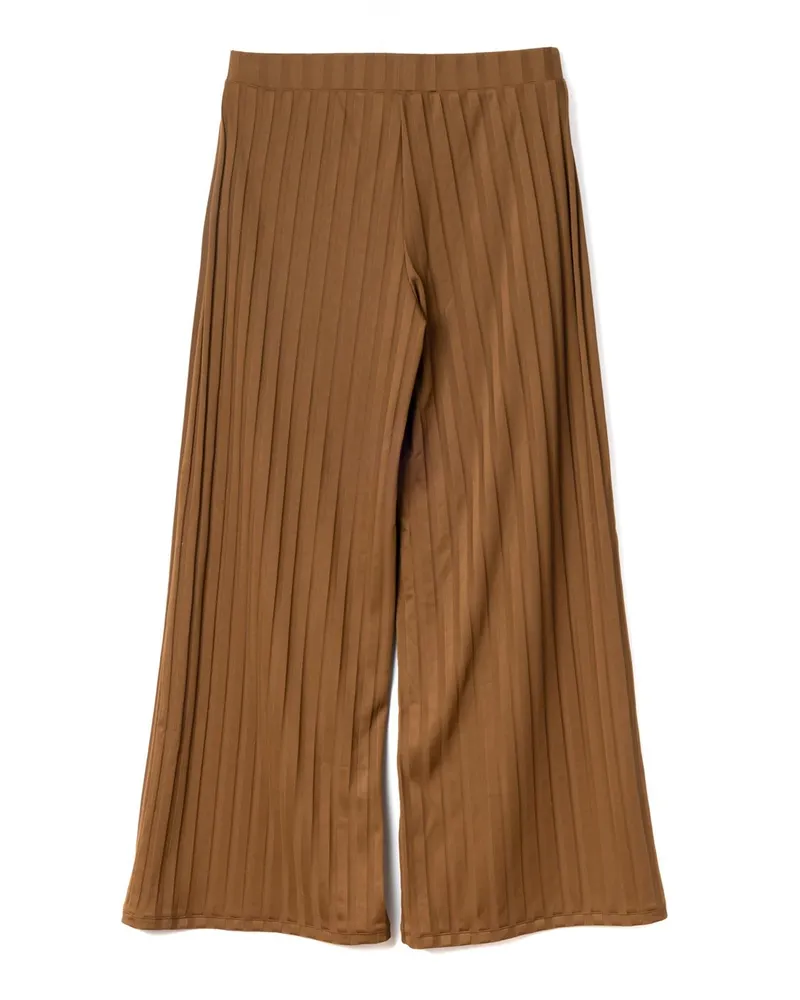 Viktor & Rolf Rib-Knit Wide Leg Trousers — Brown Brown