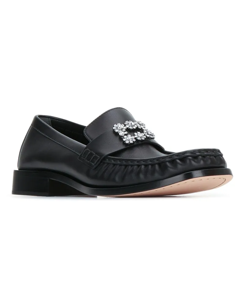 Roger Vivier Women's Viv Moc Strass Loafer 25 Nero Mocassini Loafers Black