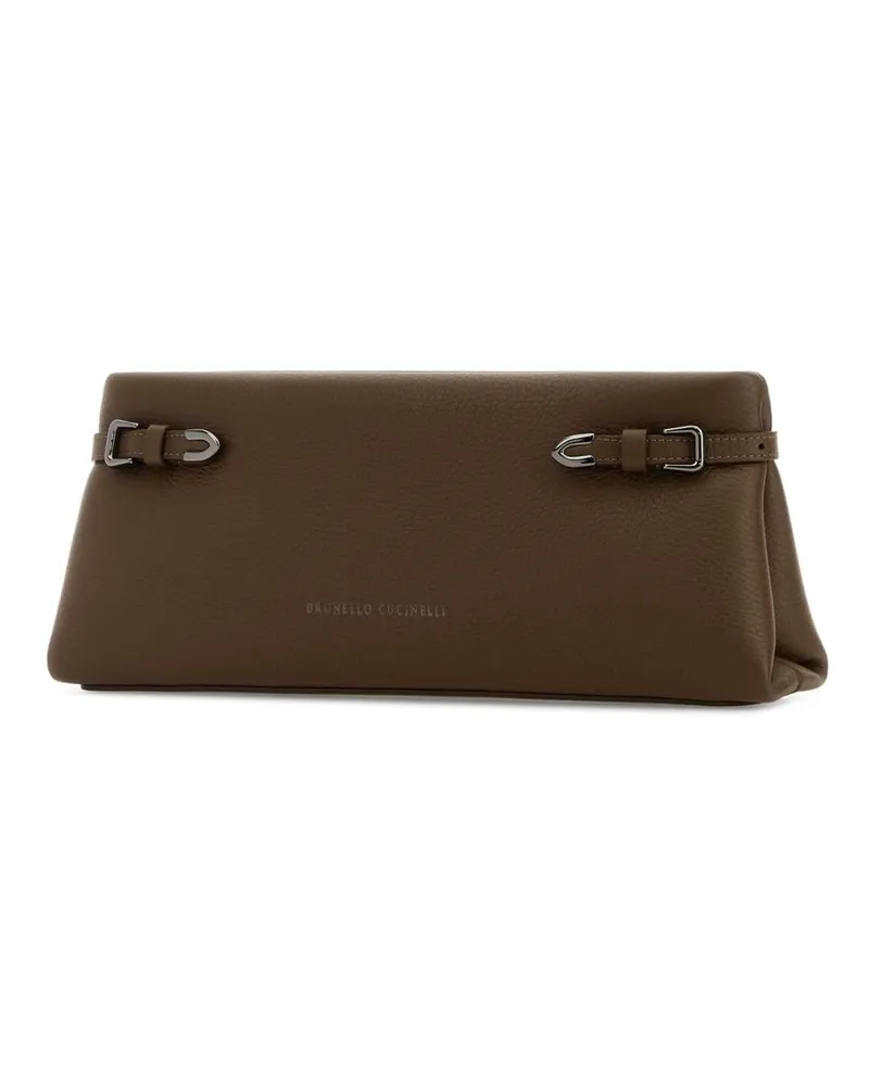 Brunello Cucinelli Women's Mud Leather Clutch C9357 Brown