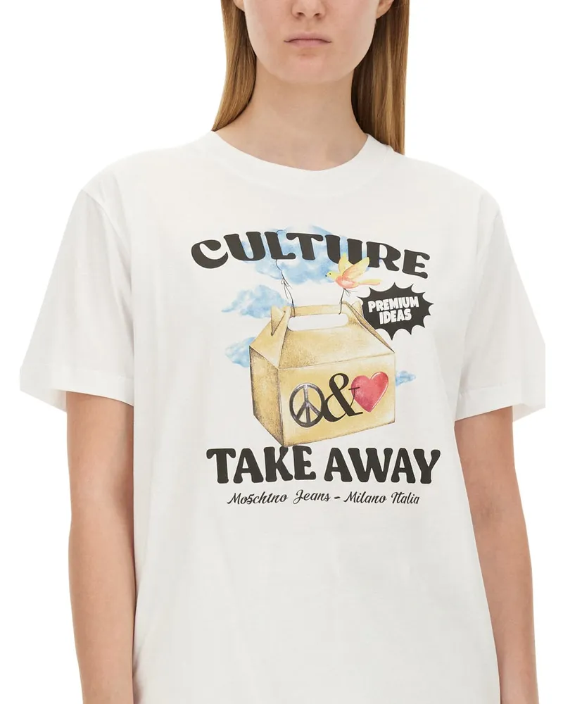 Moschino Printed Cotton T-Shirt — White White