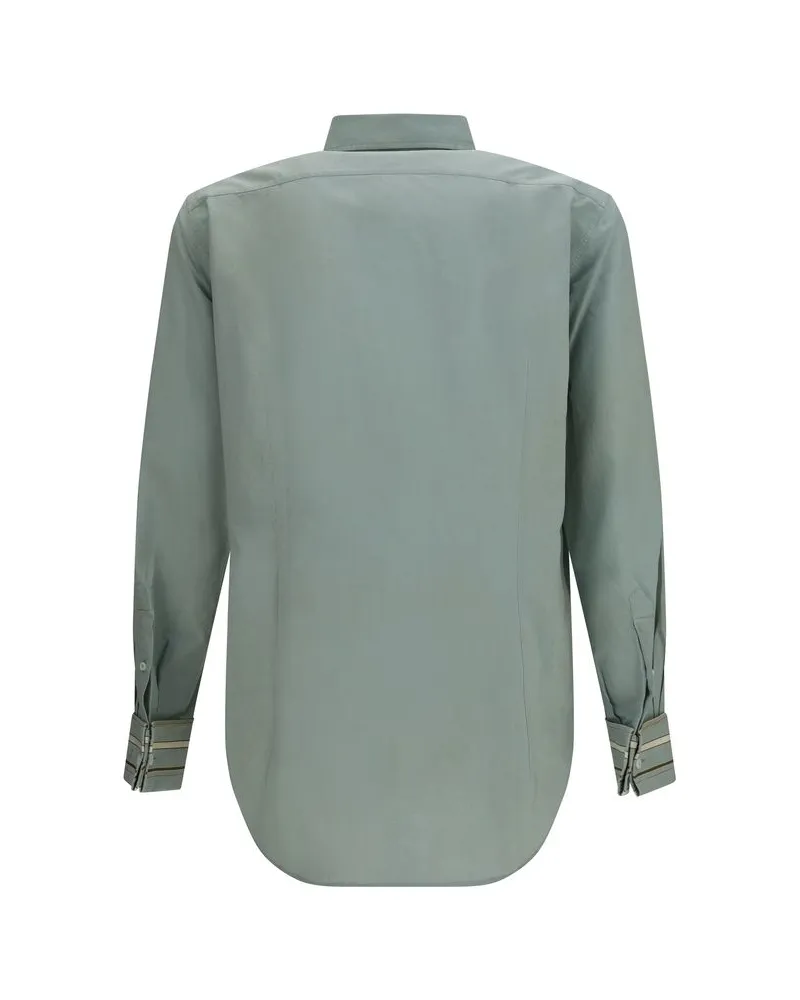 Prada Bicolor Cotton Dress Shirt — Gray Gray