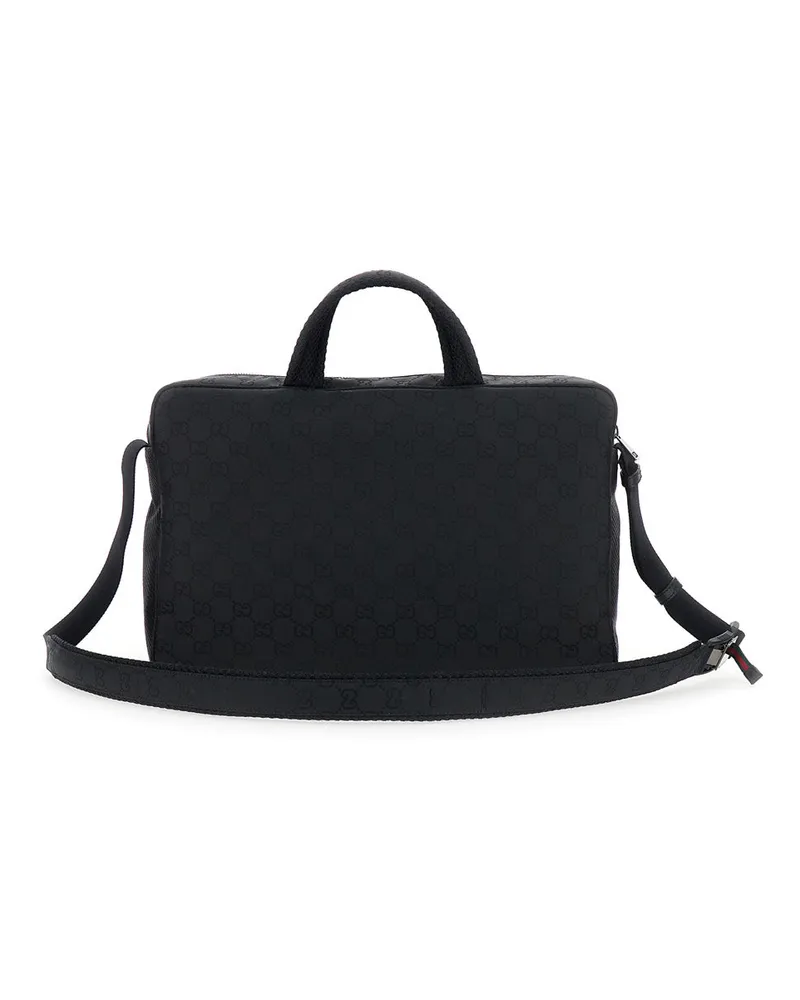 Gucci Men's Black Suitcase With Gg Motif Polyamide Luggage & Holdalls Black