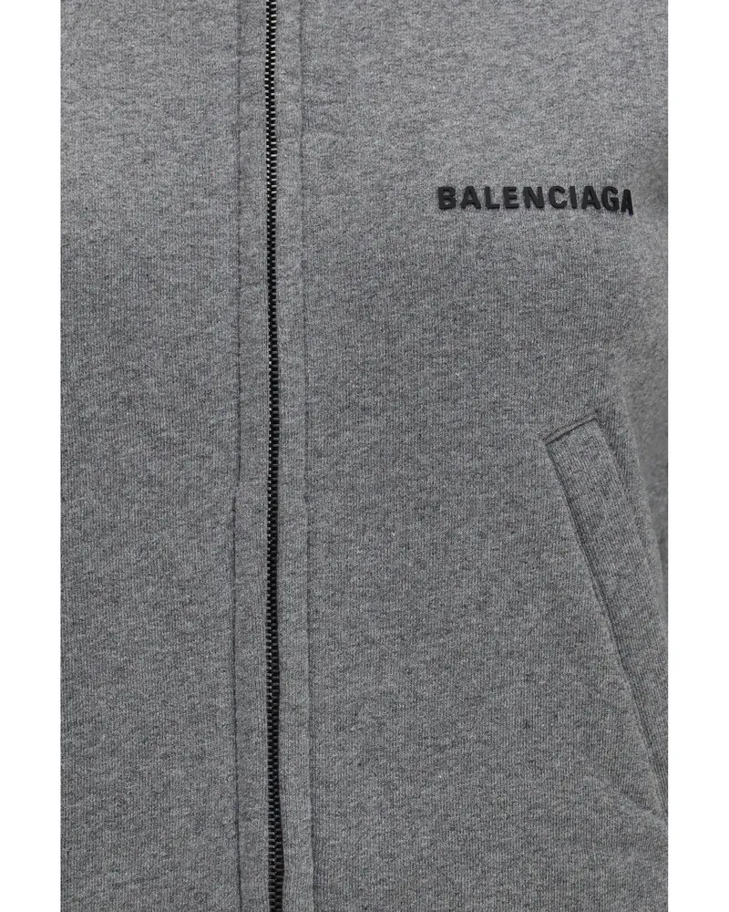 Balenciaga Fitted Zip-Up Hoodie Jacket — Gray Gray
