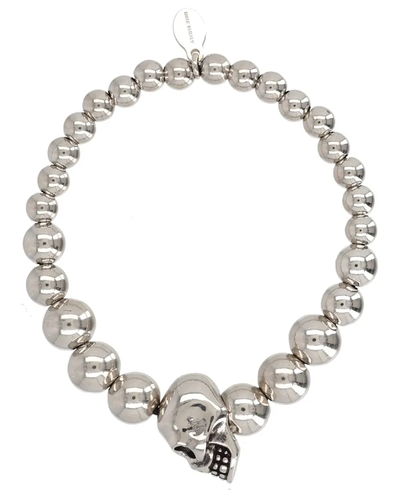 Alexander McQueen Skull Design Brass Bracelet — Silver Silver