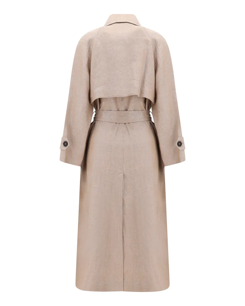 Brunello Cucinelli Women's Trench Coat Linen With Lurex Pink-Silver Jacket Pink/silver Pink