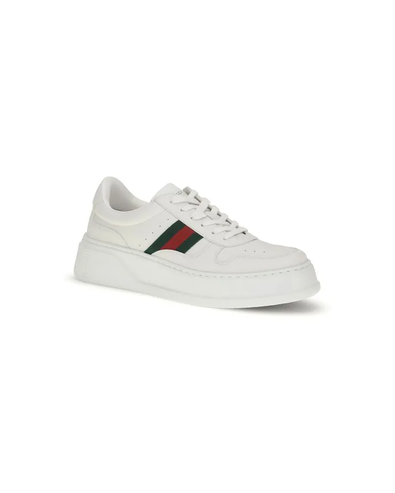 Gucci Men's White Calf Leather Bos Taurus Chunky Sneakers White
