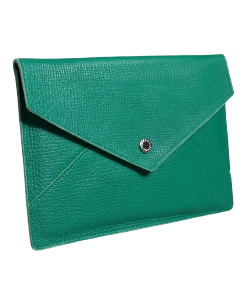 Dolce & Gabbana Women's Leather Envelope Clutch Green Metal Hardware Green