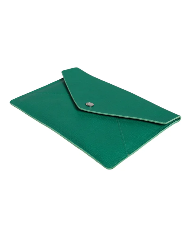Dolce & Gabbana Women's Leather Envelope Clutch Green Metal Hardware Green