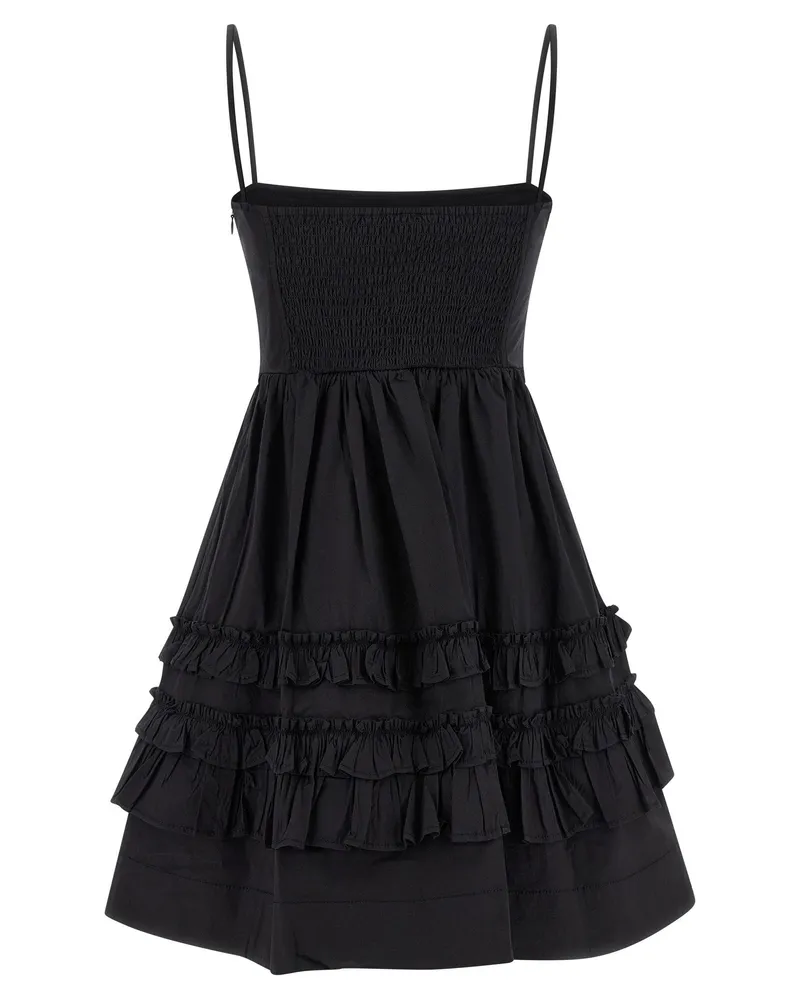 Ganni Organic Cotton Frill Dress — Black Black