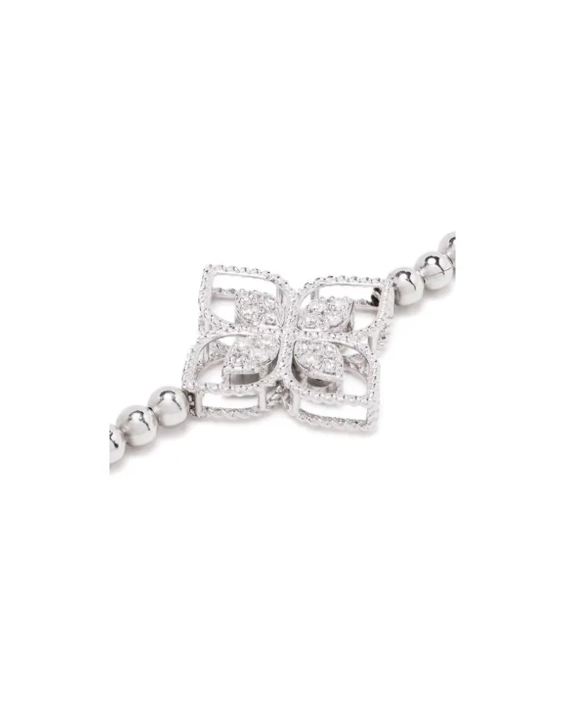 Roberto Coin Women's 18kt White Gold Princess Flower Dubai Diamond Bracelet Continuty White