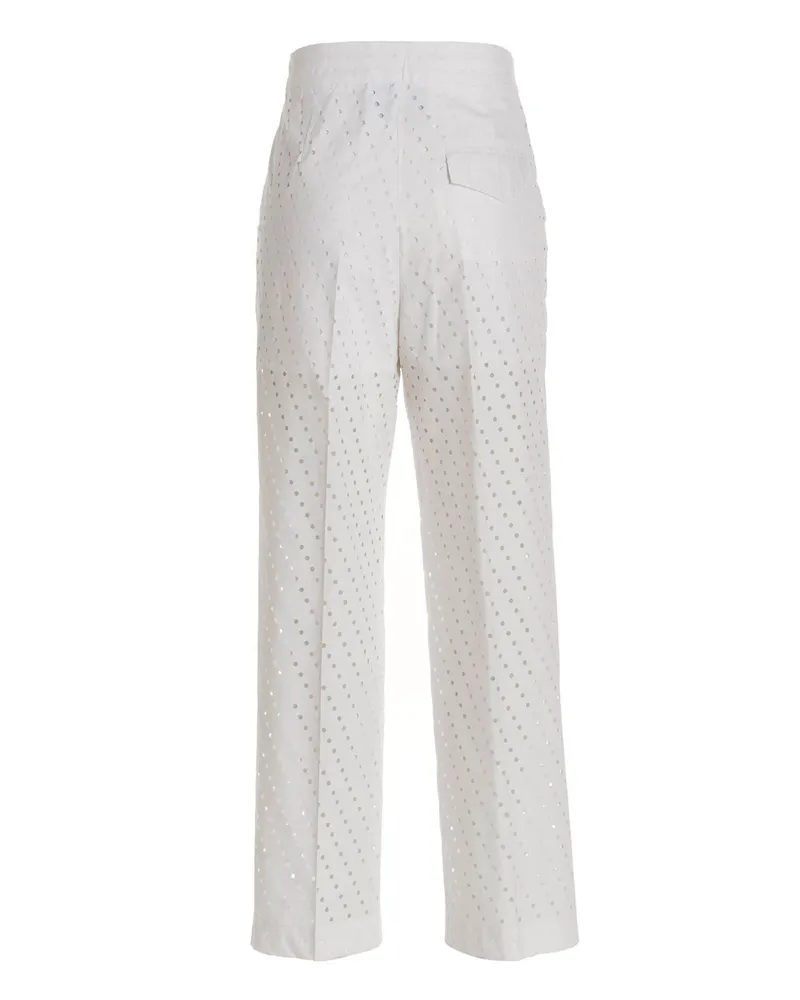 NUDE Crystal-Embellished Stretch Trousers — White White