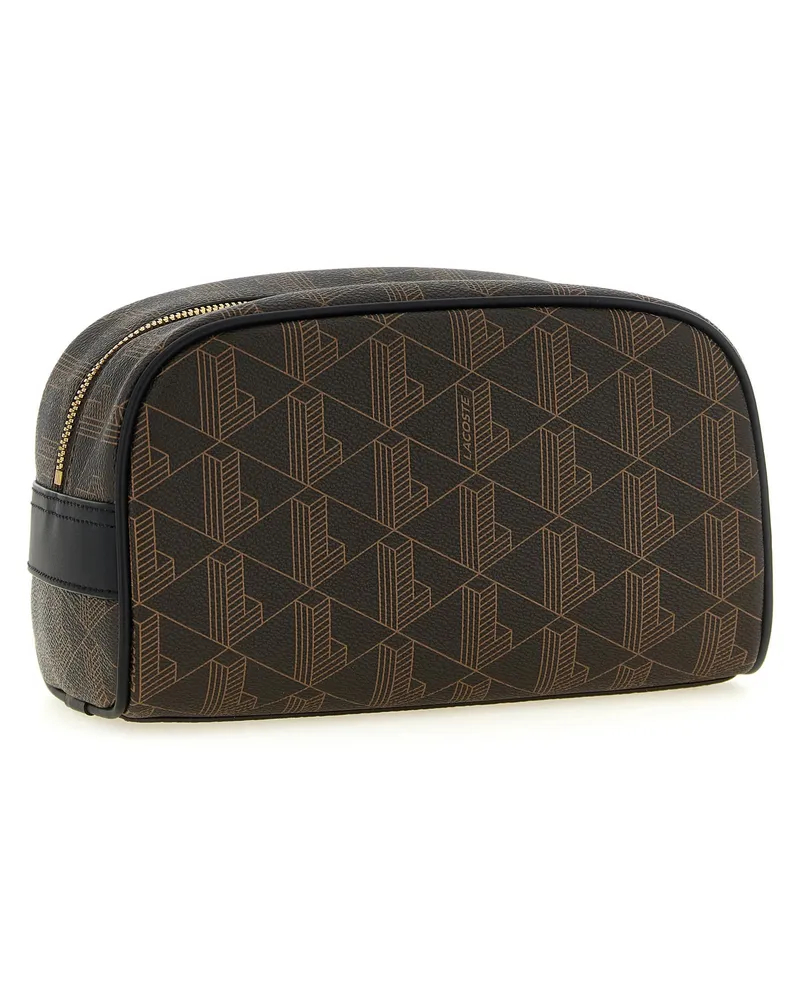 Lacoste Geometric Monogram Canvas Travel Wallet — Black Black