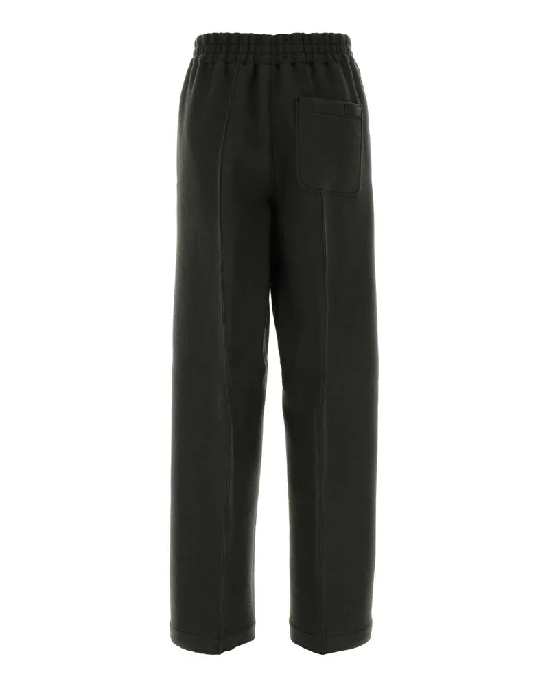 AMI Paris Women's Charcoal Wool Wide-Leg Pant Anthracite Exterior: Virgin Pantaloni Trousers Gray
