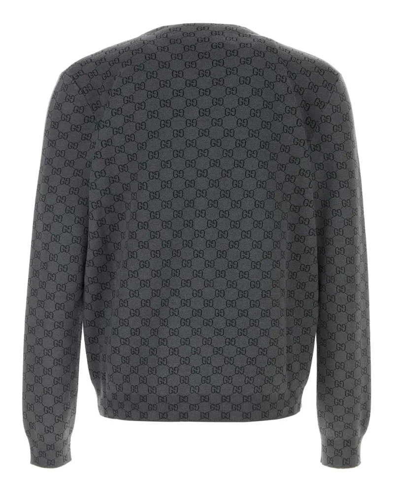 Gucci Men's Embroidered Wool Blend Cardigan Newgreyrock Exterior: Silk Maglieria Sweater Gray