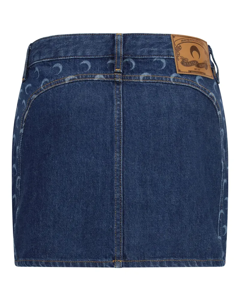 Marine Serre Women's Zipped Mini Skirt Midnight Blue Cotton Navy