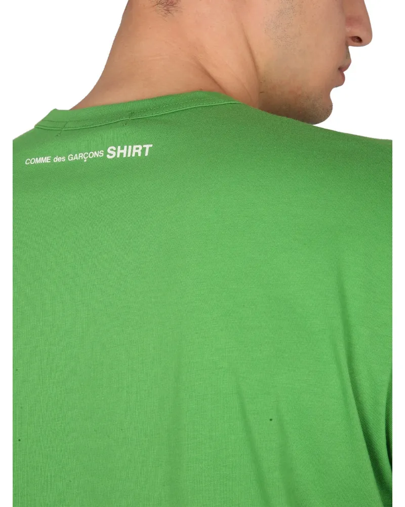 Comme des Garçons Logo-Print Cotton T-Shirt — Green Green