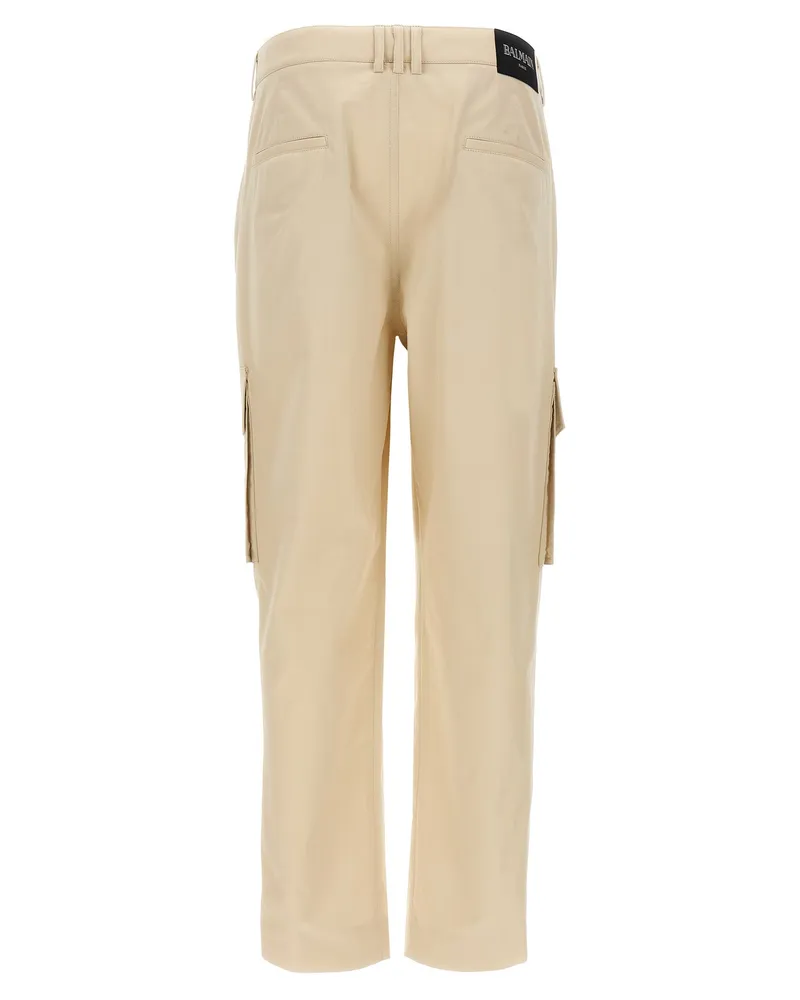 Balmain Men's Beige Cotton Cargo Pants Beige