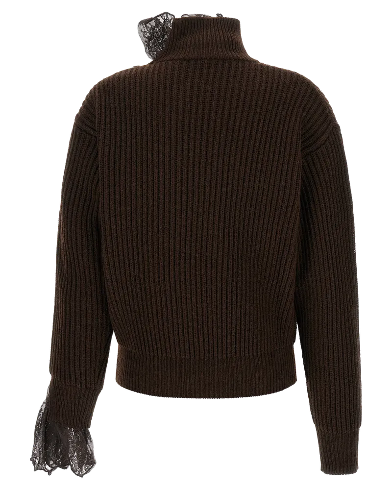 Giuseppe di Morabito Virgin Wool Ribbed Sweater — Brown Brown