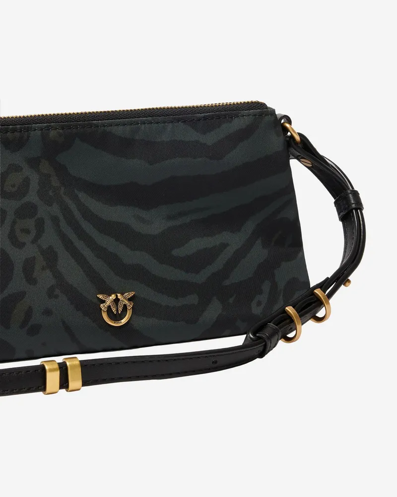 Pinko Women's Shoulder Bag Animal Print Multicolour Nylon Multicolor