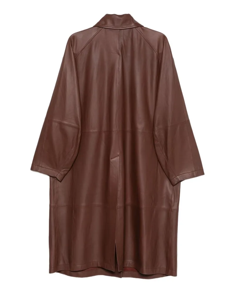 ALYSI Smooth Grain Leather Coat — Brown Brown