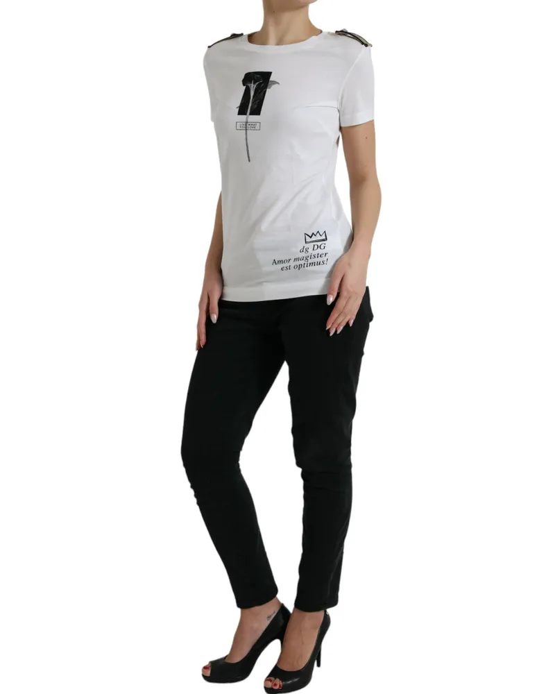 Dolce & Gabbana Women's Logo-Printed Cotton T-Shirt White White