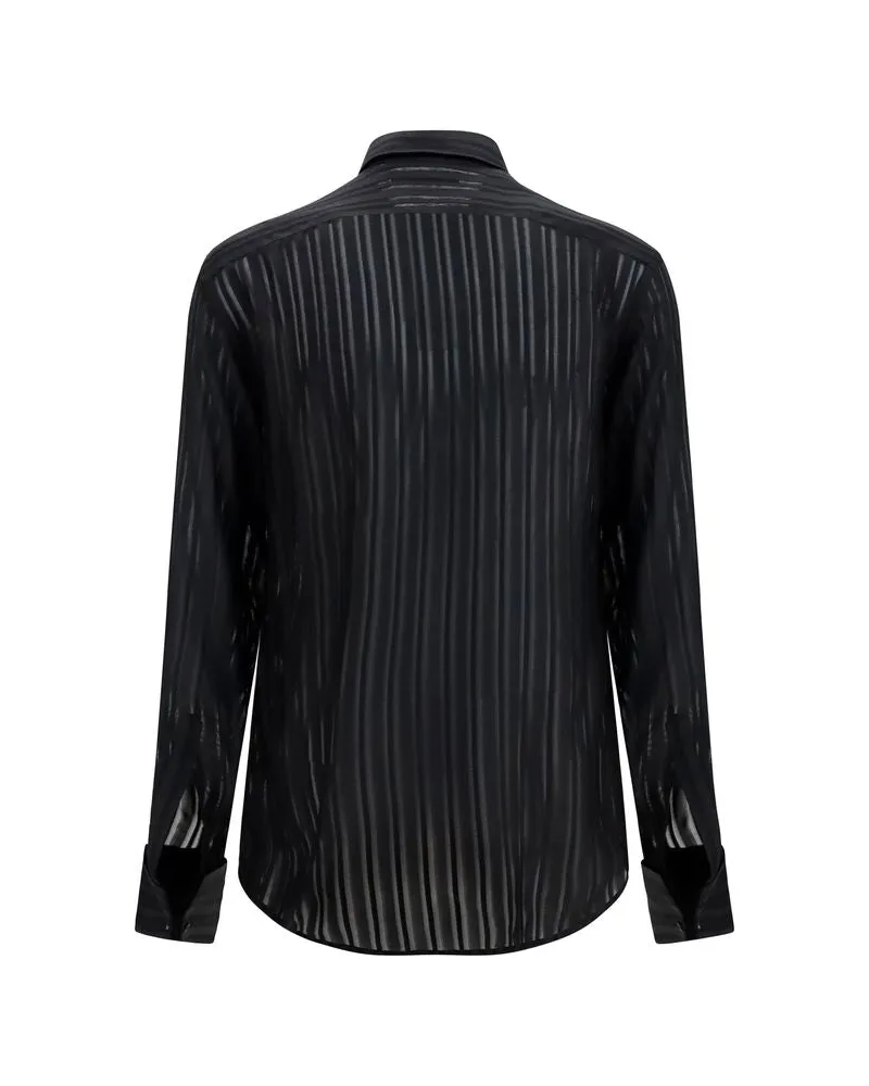Gucci Men's Black Silk Dress Shirt Black