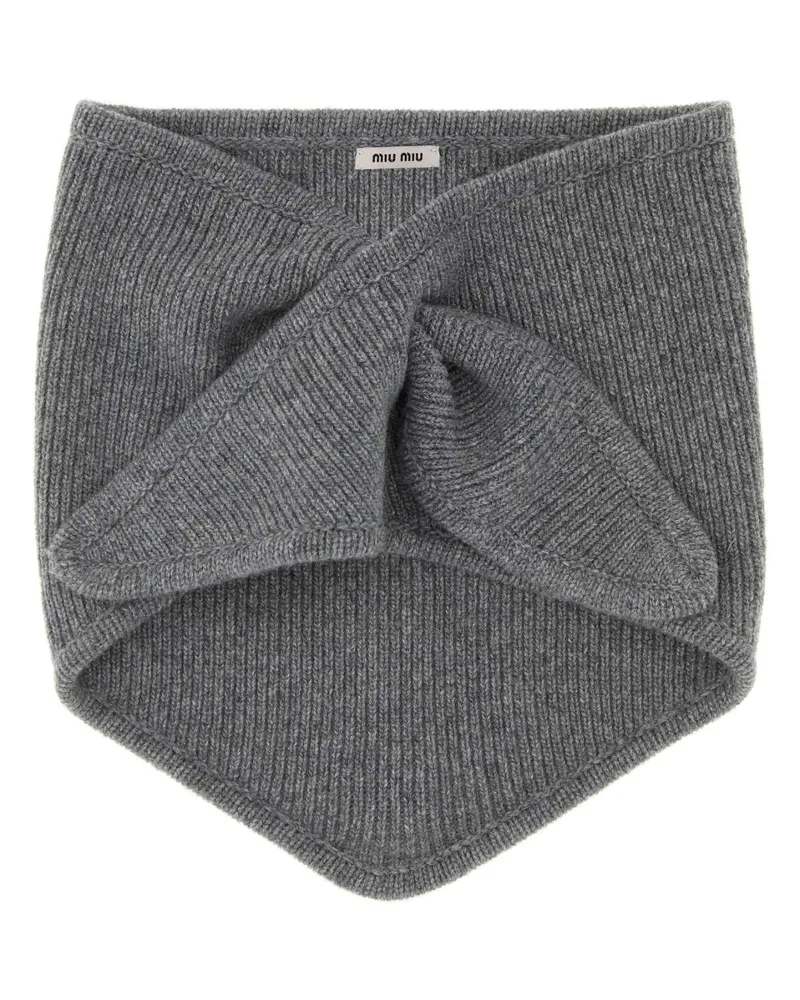 Miu Miu Grigio Lana Vergine Cashmere Sciarpe E Foulard Scarfs Gray