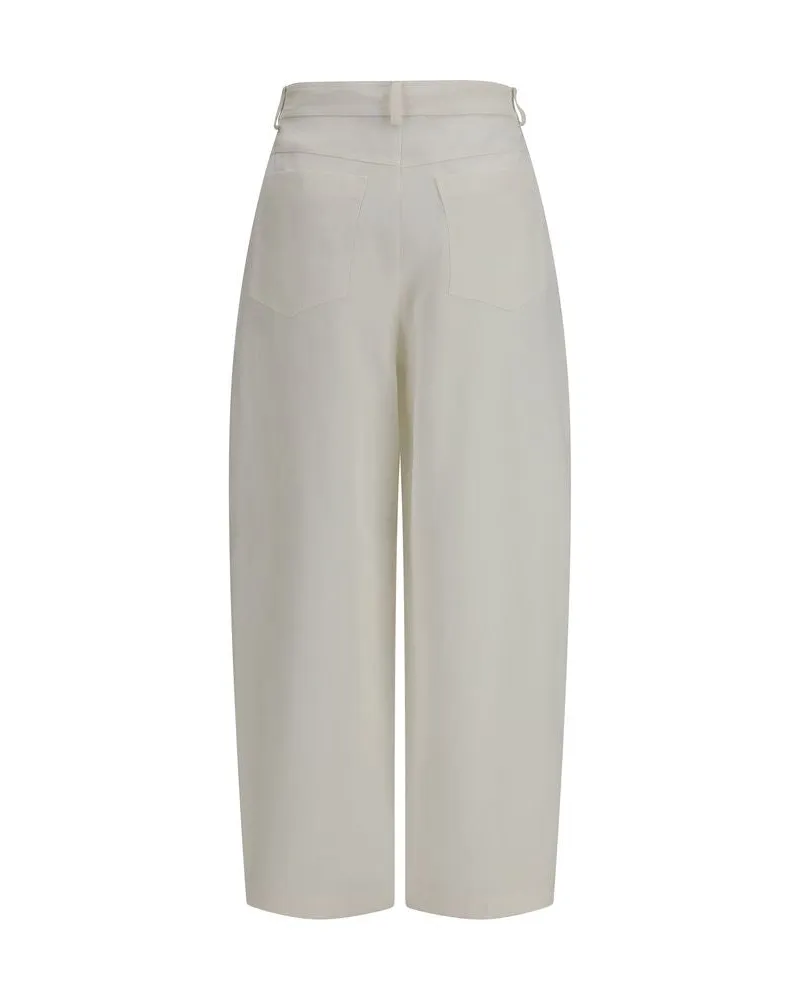 Brunello Cucinelli Women's Beige Silk Casual Pants Beige