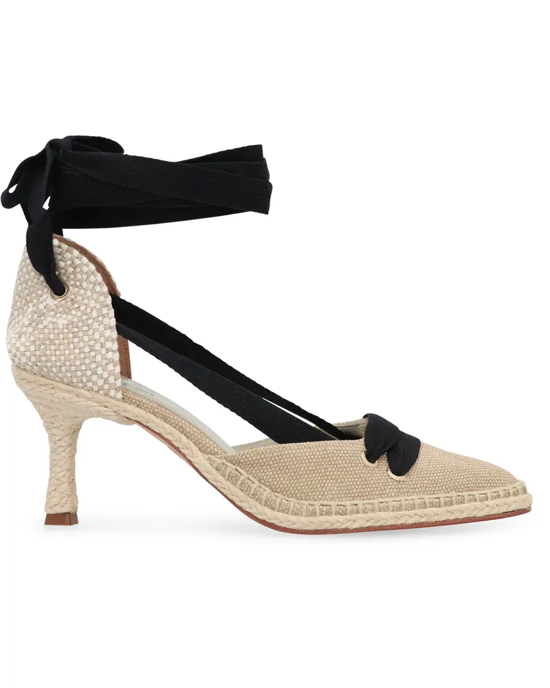 Castañer Women's Casta Canvas Heel Espadrilles Ecru Cotton Beige