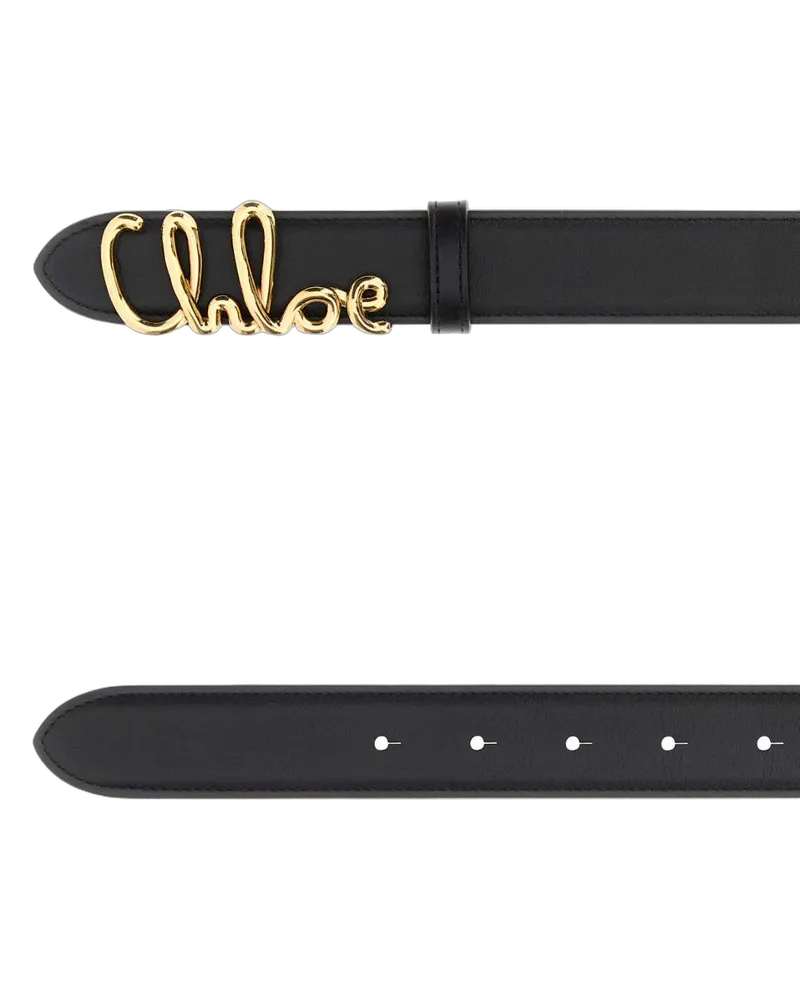 Chloé Women's Black Leather Chloã© Iconic Belt Cinture Black