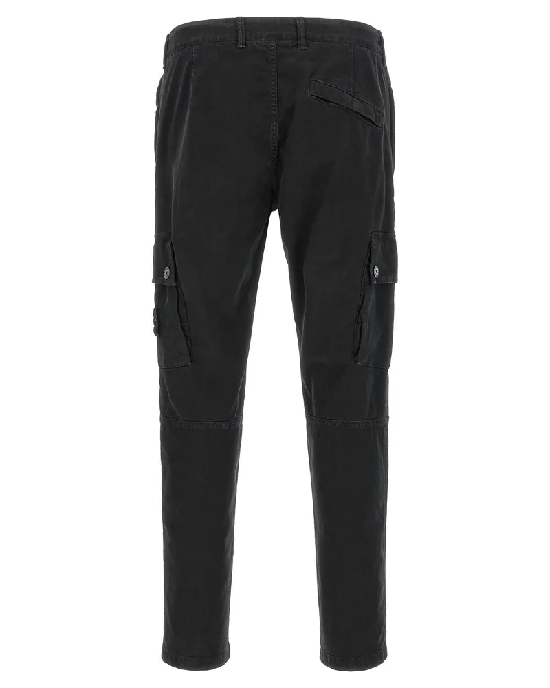 Stone Island Stretch Cotton Canvas Cargo Pants — Black Black