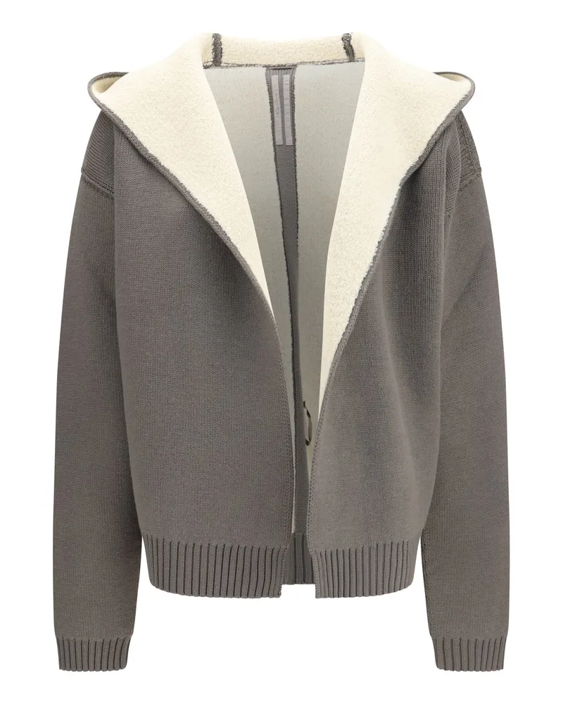 Rick Owens Women Hoodie Robe Sweater Dust-Natural Fleece Wool (ovis Aries) Jacket Dust/natural Gray