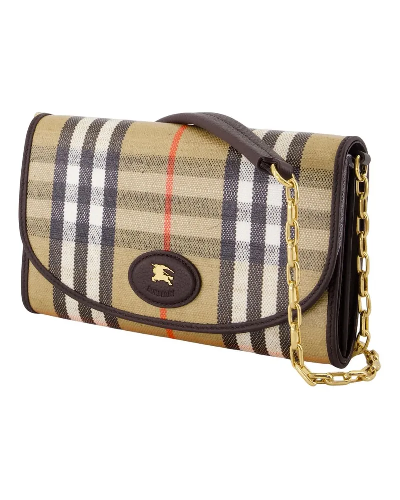 Burberry Women's Highlands Wallet On Chain -  Cotton Beige Bags Crossbodies Beige