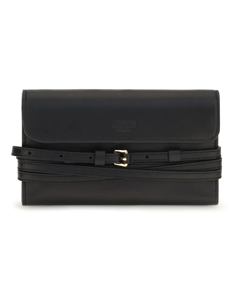 Moschino Women's Leather Wallet With Buckle Detail Black Goatskin (hircus Goatskin) Shoulder Bags Black