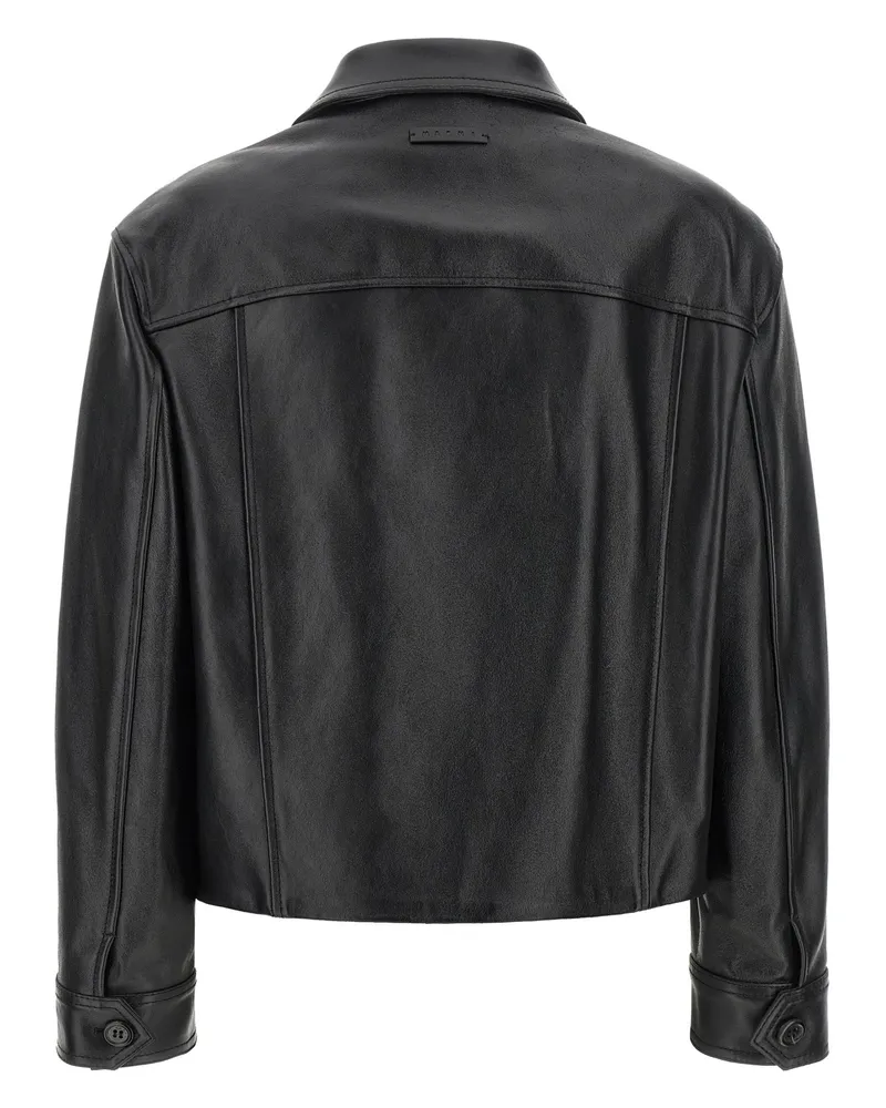 Marni Women's Black Calfskin Leather Jacket Clothing Black