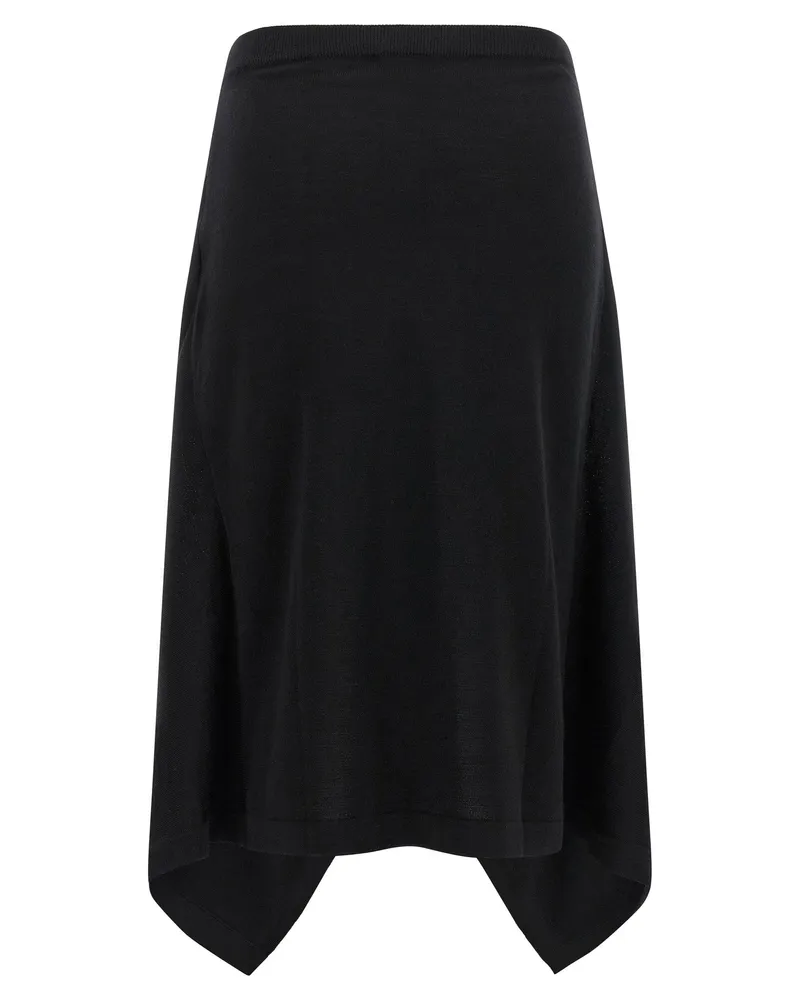 Christophe Lemaire Asymmetrical Draped Wool Skirt — Black Black