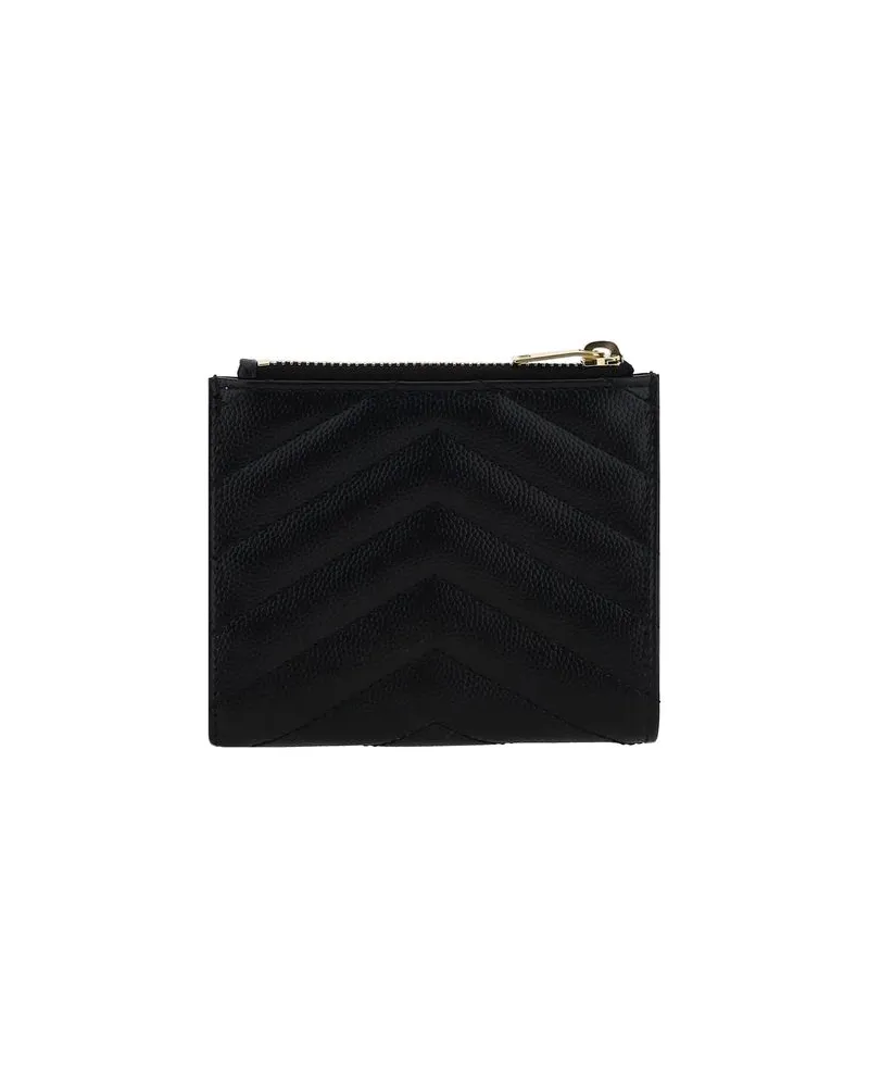 Saint Laurent Women's Black Calf Leather Bos Taurus Wallet Black
