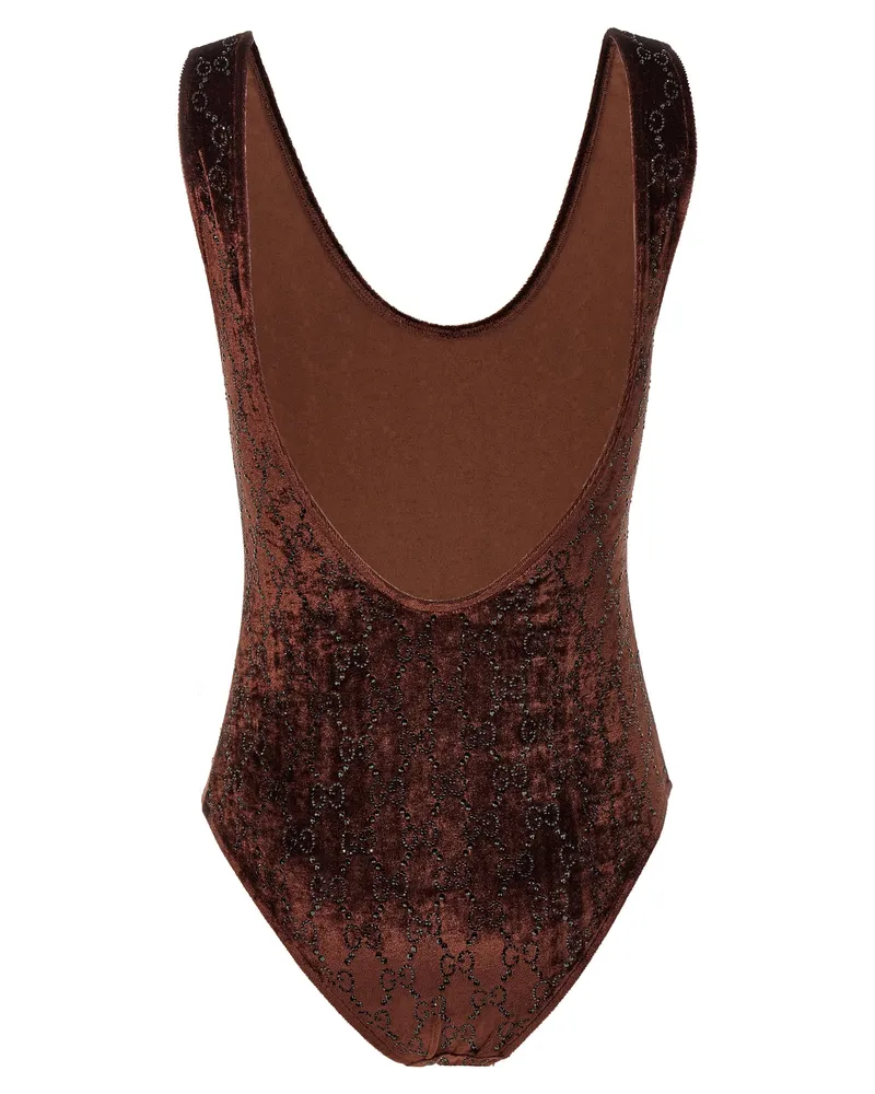 Gucci Women's Brown Polyamide Bodysuit Clothing Brown