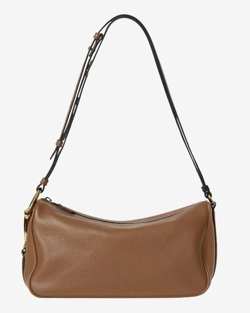 Gucci Women's Half Horsebit Shoulder Bag Brown Leather Handbags Hand Brown