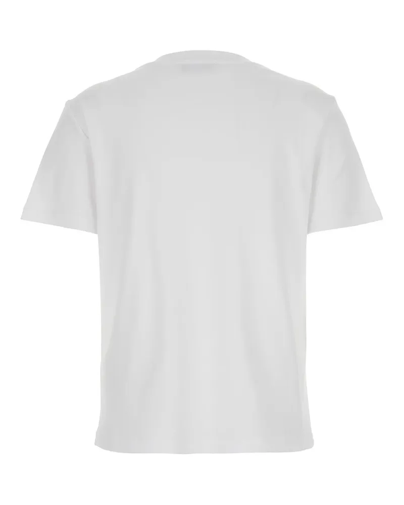 Max Mara Women's White Crewneck T-Shirt With Logo Print Cotton T-Shirts & Jerseys White