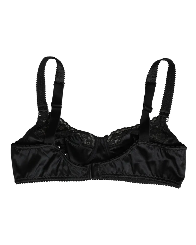 Dolce & Gabbana Women's Black Semi-Pad Underwire Balconette Bra Underwear Elastane Silk Clothing Black