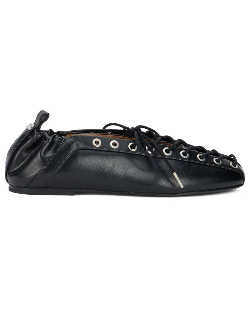 Ganni Women's Ballet Shoes Black Polyurethane Ballerina Black