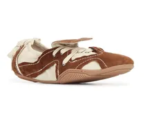 Color-Block Leather Sneaker — Brown