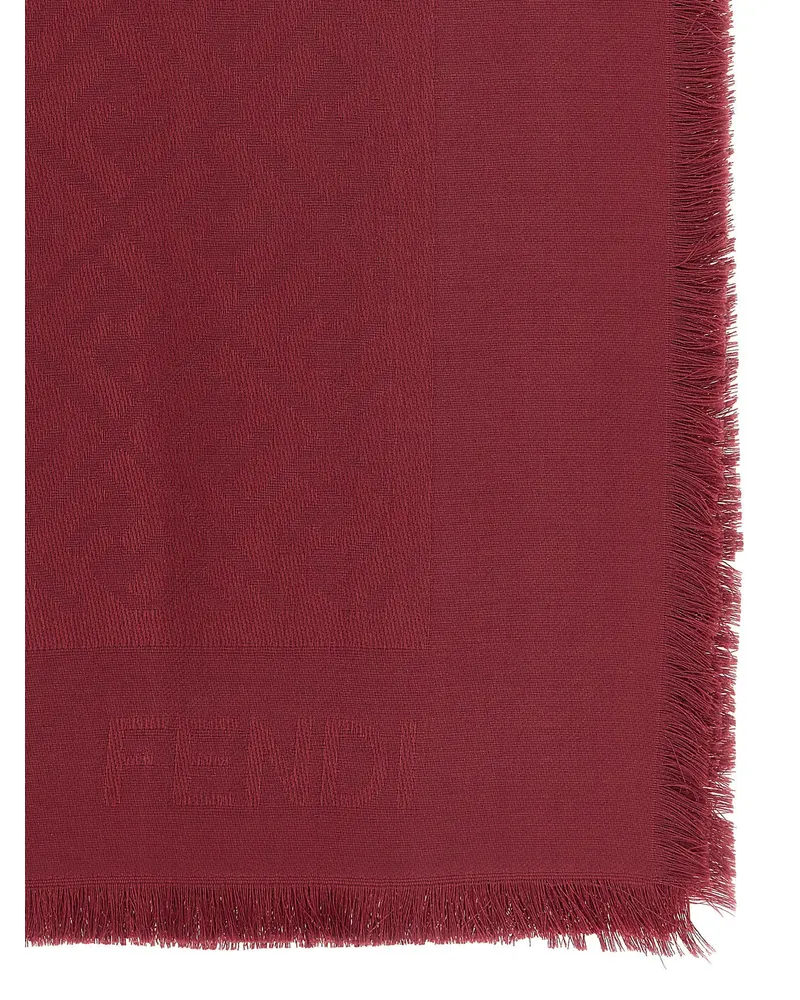 Fendi FF Jacquard Shawl — Burgundy Burgundy