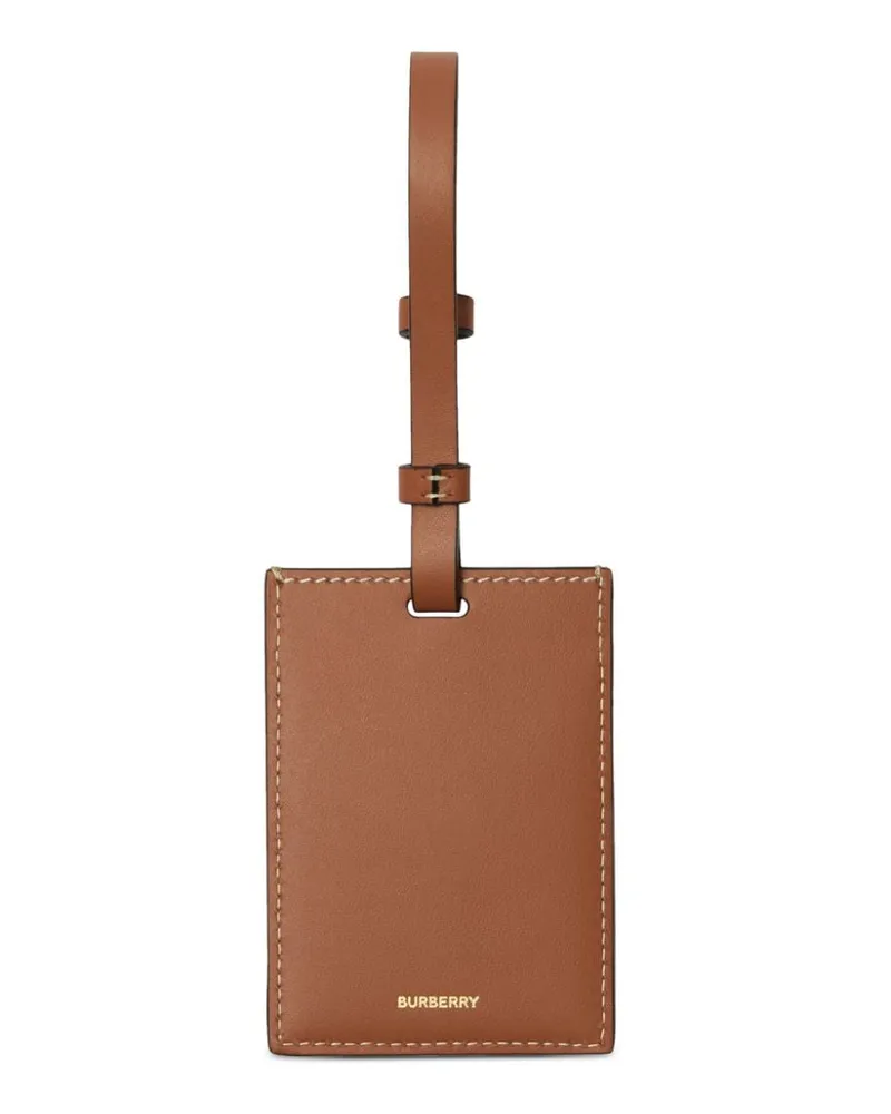 Burberry Check Canvas Leather Luggage Tag — Beige Beige