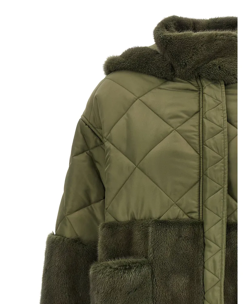 BLANCHA Quilted Mink-Trimmed Down Jacket — Green Green