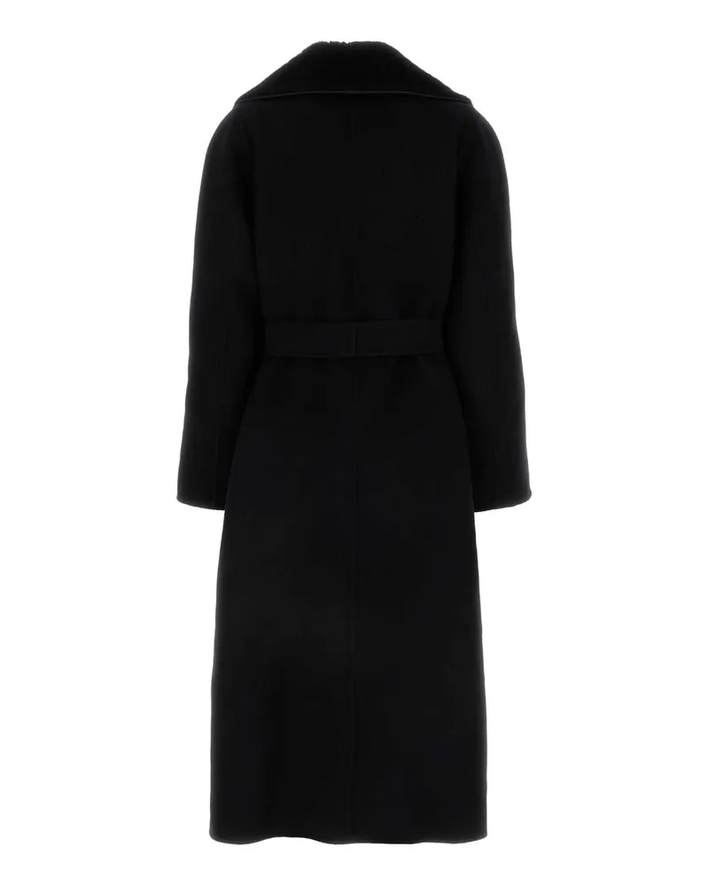 Fendi Women's Black Wool Blend Coat Exterior: Silk Cappotti Black