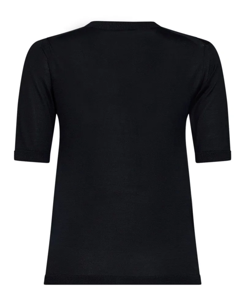 Max Mara Women's Top Mxmaceti Navy Blue Silk Knitwear Sweater Navy