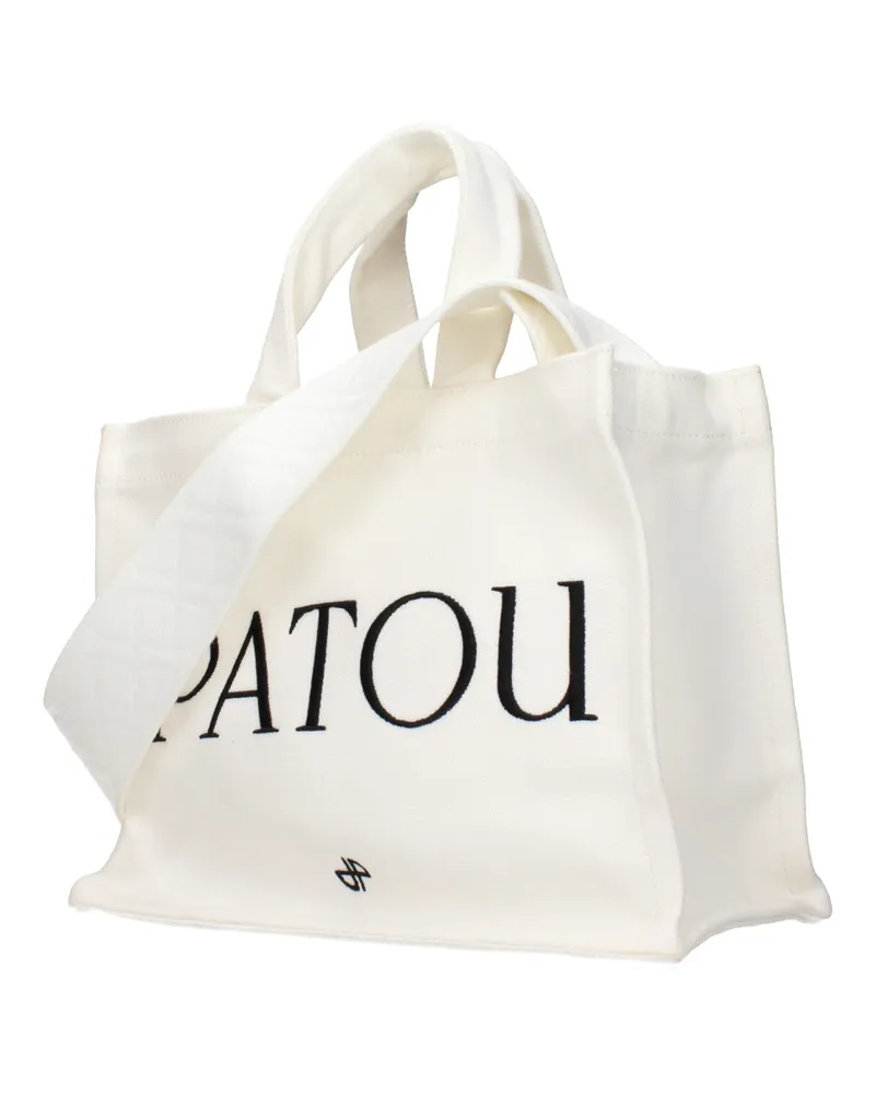 Patou Logo-Embroidered Fabric Tote Bag — White White