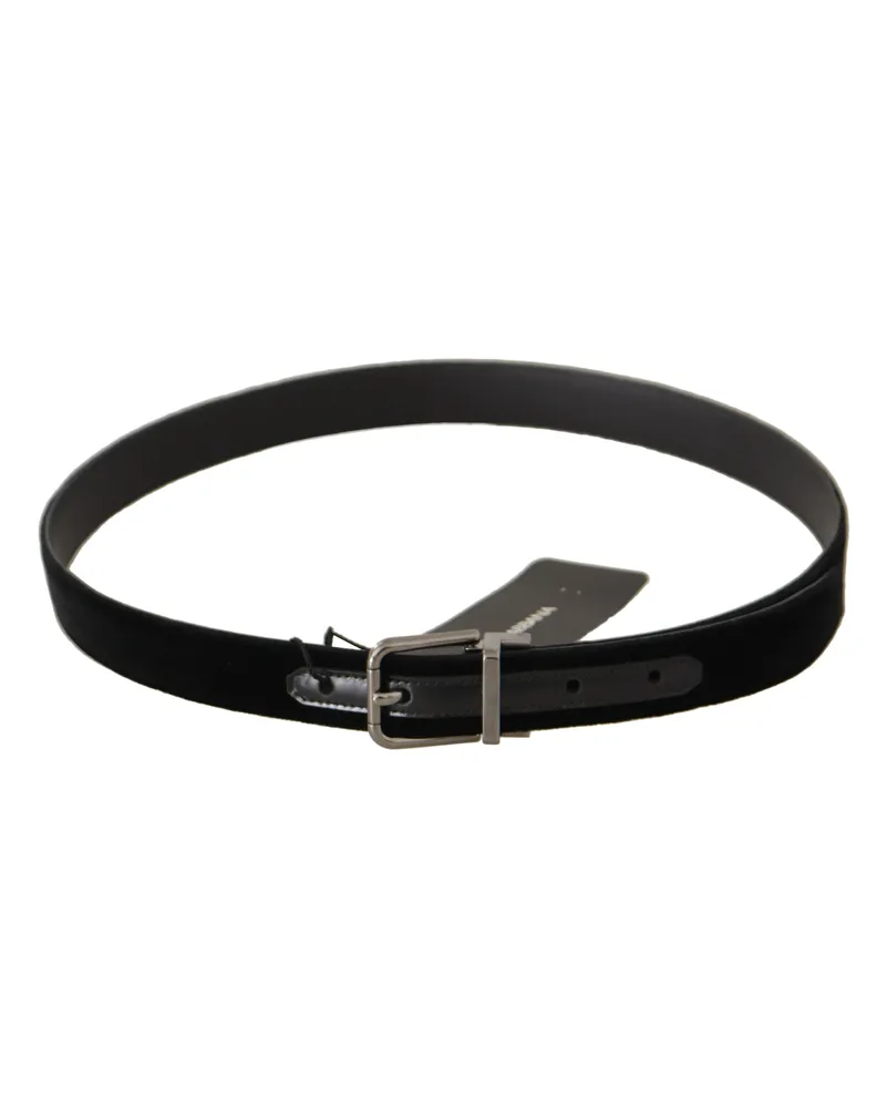 Dolce & Gabbana Men's Black Cotton Silver Tone Metal Buckle Belt Black